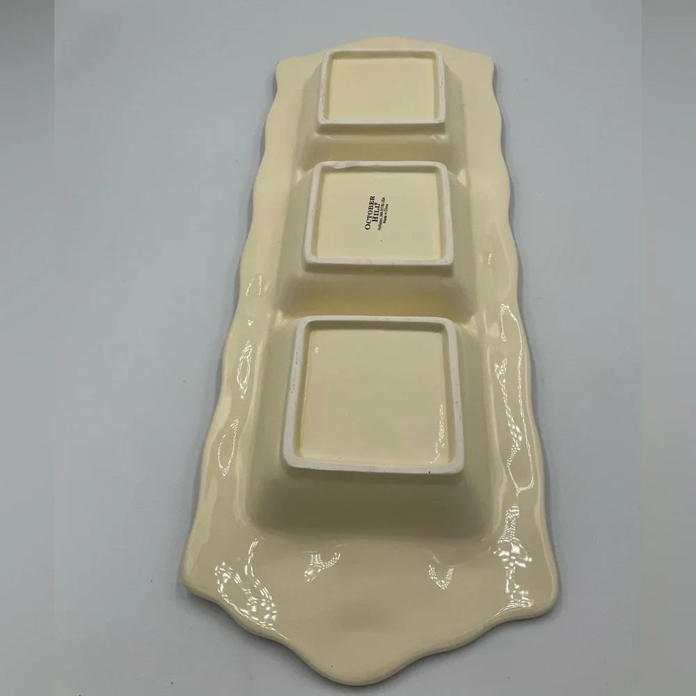October Hill Beige 3 Section Divided Relish Hors d’oeuvre Dish